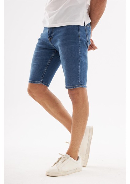 - Erkek Yıpratmalı Slim Fit Likralı Kot Jean Şort Mavi indirimleri
