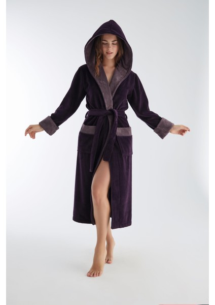 Uzun Kapüşonlu Triga Bambu Cotton Bayan Bornoz fiyatları