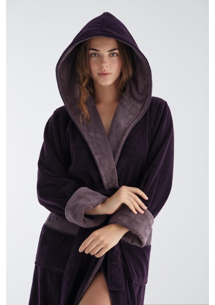 Uzun Kapüşonlu Triga Bambu Cotton Bayan Bornoz modelleri