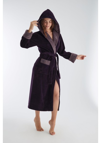 Uzun Kapüşonlu Triga Bambu Cotton Bayan Bornoz fırsatları