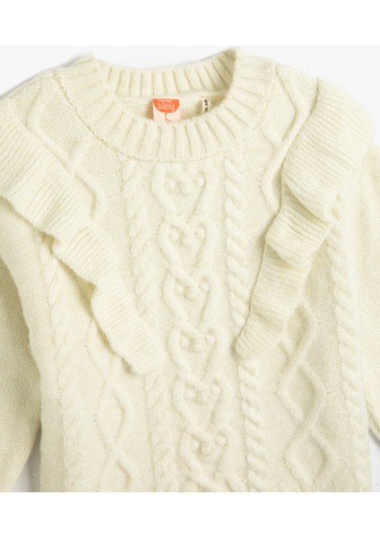 Kazak Triko Yumuşak Dokulu Fırfırlı Yuvarlak Yaka modelleri