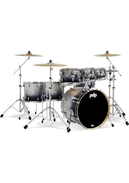 PDP Drums Concept Akçaağaç 7-Parça 22" Akustik Davul (Silver - Black Sparkle Fade)