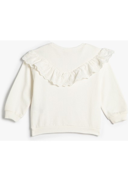 Fırfırlı Sweatshirt Şardonlu Bisiklet Yaka Pamuklu fiyatları