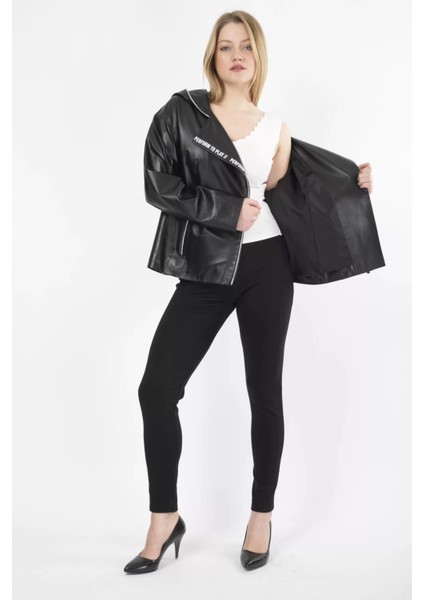 By Marki Marki oversize Kapüşonlu Yağmurluk Hakiki Deri Mont Baharlık fiyatları