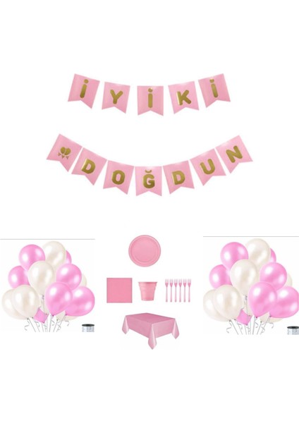Mini Party Store Pembe Doğum Günü Set 25 Kişilik