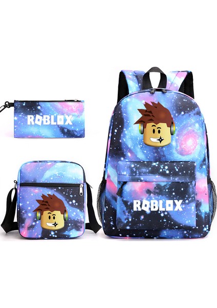 Roblox Oyunu Erkek ve Kadın Sırt Çantası Öğrenci Okul Çantası Küçük Omuz Çantası Kalem Çantası Üç Parçalı Set (Yurt Dışından)