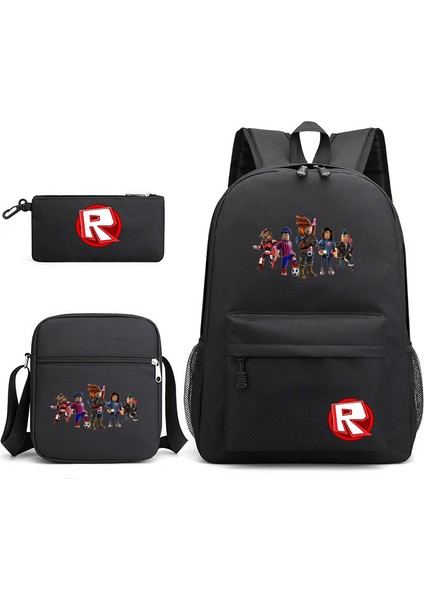 Roblox Oyunu Erkek ve Kadın Sırt Çantası Öğrenci Okul Çantası Küçük Omuz Çantası Kalem Çantası Üç Parçalı Set (Yurt Dışından)