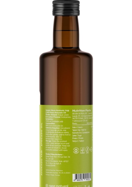 Avokado Yağı %100 Soğuk Sıkım ve Doğal Avocado Oil 100% Pure 250 ml