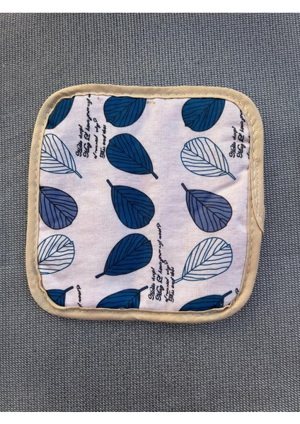 Fırın Eldiveni ve Tencere Tutacağı Kalınlaştırılmış 2'li Set Mavi Yapraklı fiyatları