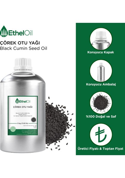 Çörek Otu Yağı - Etheloil - 5 kg - %100 Saf ve Sabit Yağ – Üretici Firma, Yüksek Kalite, Toptan Satış - Black Cumin Seed Oil - Nigella Sativa L. fiyatları