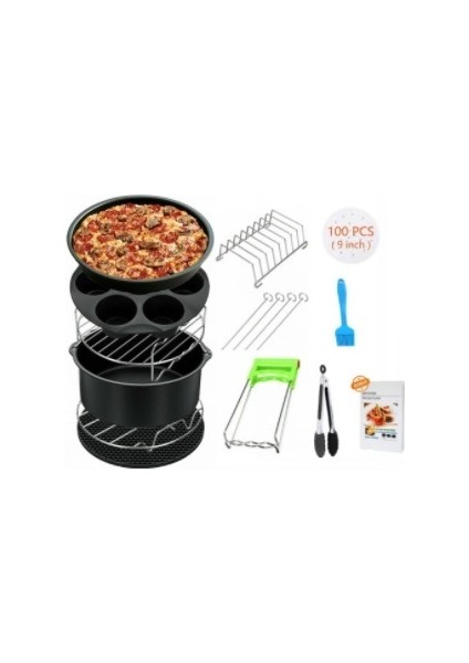 Hava Fritöz Aksesuarları 9 Inç 12 Parça Fırın Rafı Pizza Tavası (Yurt Dışından)