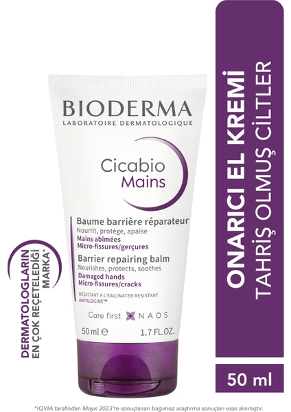 Cicabio Hand Cream Hasar Görmüş Eller için Shea Yağı ve Hyalüronik Asit İçeren Onarıcı ve Nemlendirici Bakım Kremi 50 ml