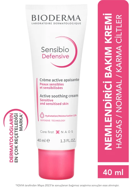 Sensibio Defensive Hassas ve Normal Ciltler için Antioksidan Etkili, E Vitamini İçeren Nemlendirici Bakım Kremi 40 ml