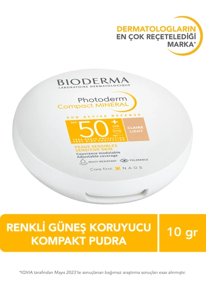 Photoderm Mineral Compact Light SPF50+ Kapatıcı Etkili Yüksek Korumalı Mineral Filtreli Güneş Koruyucu Kompakt Pudra 10 gr