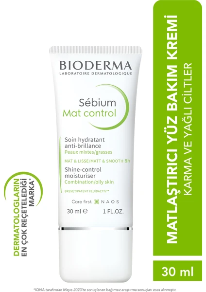 Sebium Mat Control Karma ve Yağlı Ciltler için Matlaştırıcı, Parlama Karşıtı Bakım Kremi 30 ml