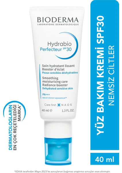 Hydrabio Perfecteur Işıltı Veren, SPF30 Güneş Koruyucu ve Niasinamid İçeren Nemlendirici Yüz Kremi 40 ml