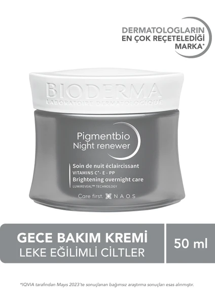 Pigmentbio Night Renewer Leke Karşıtı Cilt Tonu Eşitleyici Glabridin, C ve E Vitamini Gece Kremi 50 ml