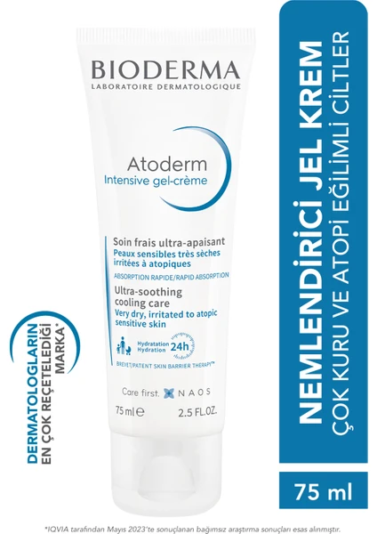 Atoderm Intensive Gel-Cream Çok Kuru ve Atopi Eğilimli Ciltler için Niasinamid İçeren Yatıştırıcı Jel Krem Bebek, Çocuk ve Yetişkin Kullanımına Uygun 75 ml