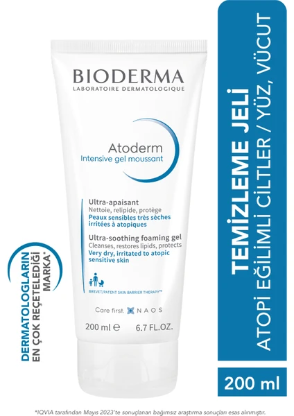 Atoderm Intensive Foaming Gel Çok Kuru ve Atopi Eğilimli Ciltler için Niasinamid İçeren Onarıcı Temizleme Jeli Bebek, Çocuk ve Yetişkin Kullanımına Uygun 200 ml