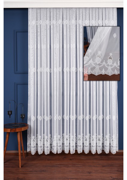 Brode Işlemeli Tül Perde Tt Zemin (1/2.5 Normal Pile)