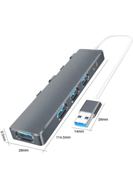 0.25CM 5gbps Veri Aktarım 4 Portlu USB To USB Type C Dönüştürücü Çevirici Hub Tak Çalıştır