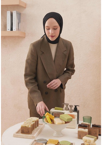 Soluk Efektli Vual Şal Siyah