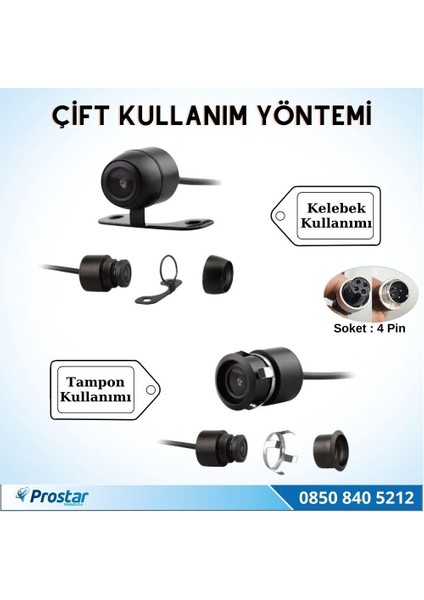 Ahd 720P 4 Pin Soketli Kelebek ve Tampon Uyumlu 6 mt 4