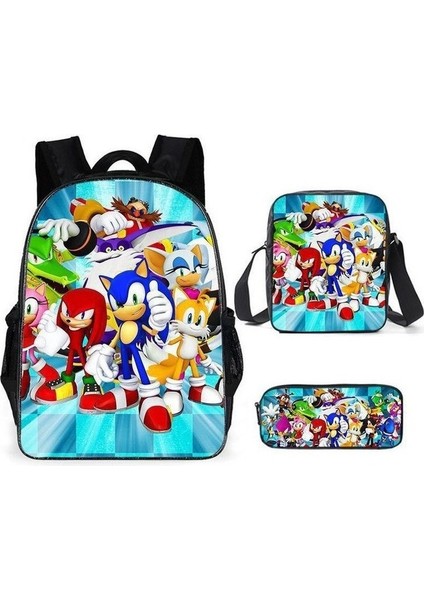 Sonic Okul Sırt Çantası Elementary Color Black Için Üç (Yurt Dışından)