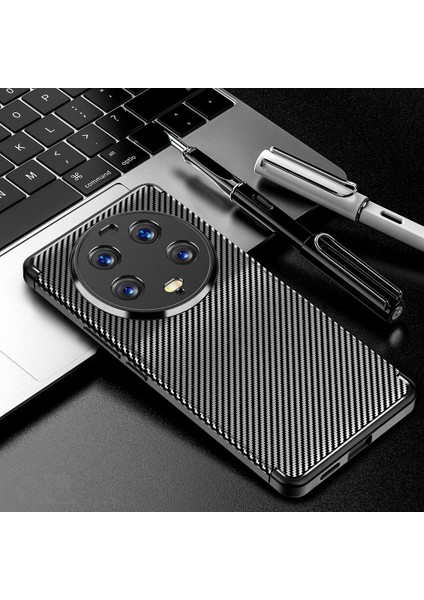 Xiaomi Mi 13 Ultra Kılıf Kamera Çıkıntılı Karbon Fiber Dokulu Renk Atmaz Koruyucu Kapak (Negro)