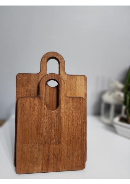 Elips Saplı Kayın Ağacı Kesim Tahtası Lüx 2'li Takım modelleri