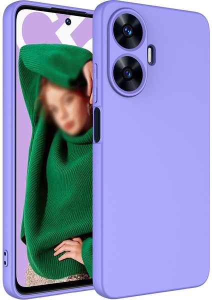 Realme C55 Kılıf Mara Lansman Silikon Mat Soft Içi Süet Mor
