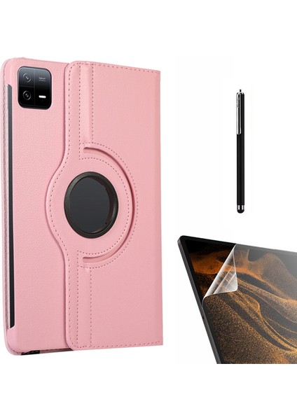 Casestreet Xiaomi Mi Pad 6 Pro Kılıf Kapaklı Standlı 360 Dönebilen Koruma DN22 + Nano + Kalem Açık Pembe