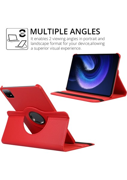 Casestreet Xiaomi Mi Pad 6 Pro Kılıf Kapaklı Standlı 360 Dönebilen Koruma DN22 + Nano + Kalem Açık Pembe