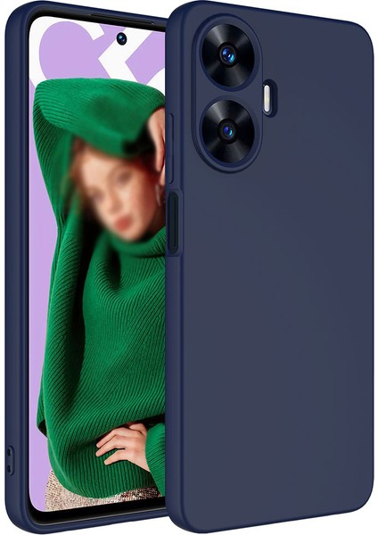 Realme C55 Kılıf Mara Lansman Silikon Mat Soft Içi Süet Lacivert