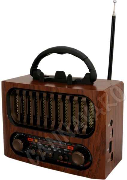 CM-1966 Bt Nostaljik Radyo, Şarjlı ve Pilli, 3 Bandlı Fm Radyo+Aux+Usb+Tf Kartlı Mp3 Çalar