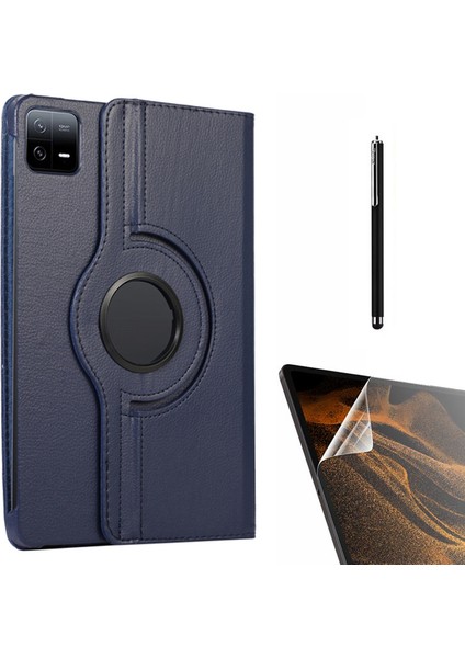 Xiaomi Mi Pad 6 Kılıf Kapaklı Standlı 360 Dönebilen Koruma DN22 + Nano + Kalem Lacivert
