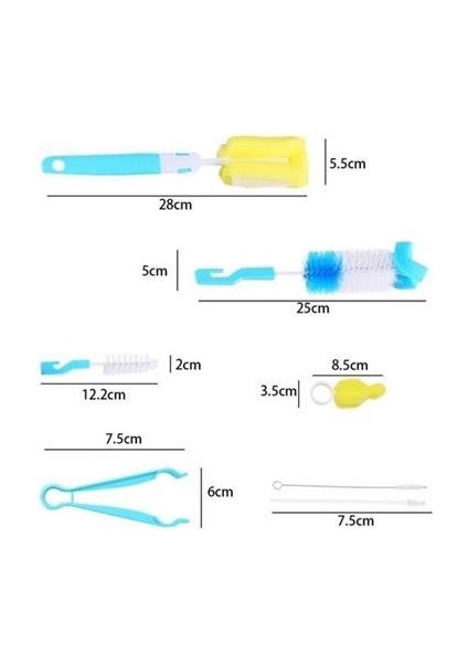 7 Parça Biberon Uzun Kavanoz Termos Suluk Sürahi Yağ Şişe Içi Temizleme Fırçası Aparatı Seti