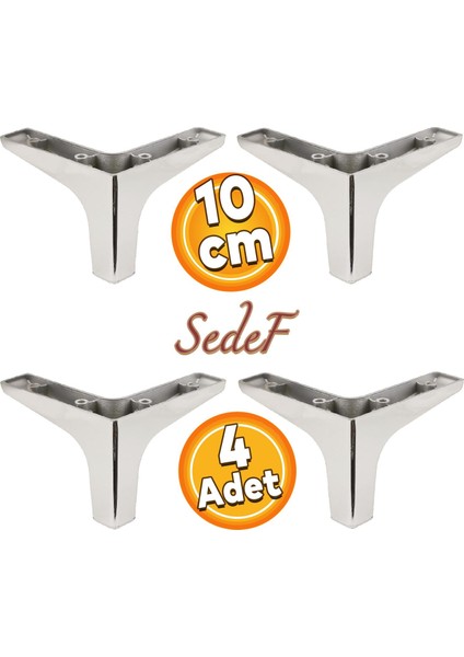 Sedef Lüks Mobilya Kanepe Sehpa Tv Ünitesi Koltuk Ayağı 10 cm Krom Ayakları (4 Adet)