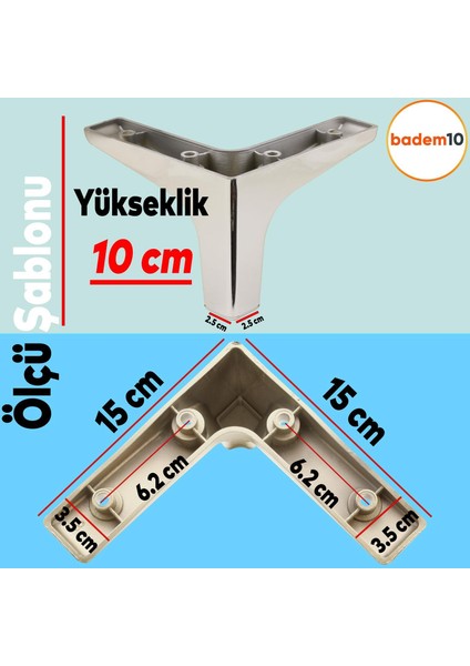 Sedef Lüks Mobilya Kanepe Sehpa Tv Ünitesi Koltuk Ayağı 10 cm Krom Ayakları (4 Adet)
