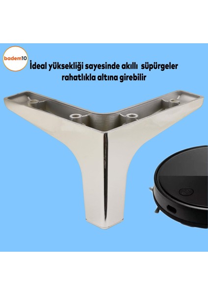 Sedef Lüks Mobilya Kanepe Sehpa Tv Ünitesi Koltuk Ayağı 10 cm Krom Ayakları (4 Adet)