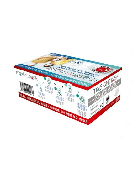 Ultrasonik Cerrahi Maske 3 Katlı Telli 4'lü 100 Adet