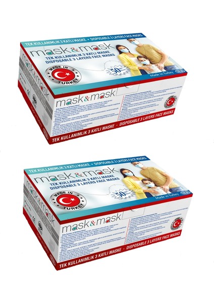 Ultrasonik Cerrahi Maske 3 Katlı Telli 4'lü 100 Adet