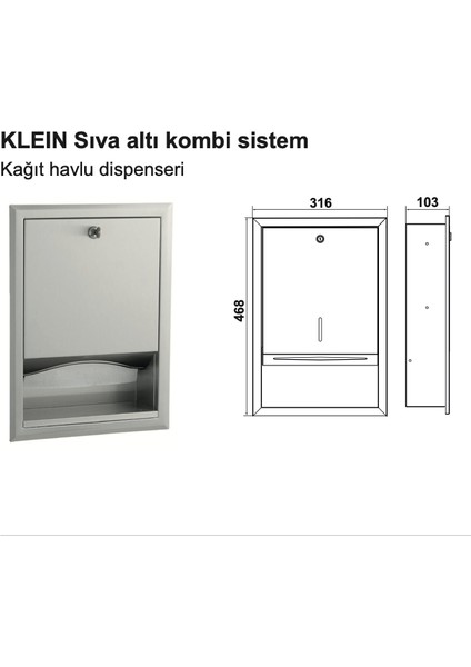 Klein Kağıt Havluluk Dispanseri Sıva Altı