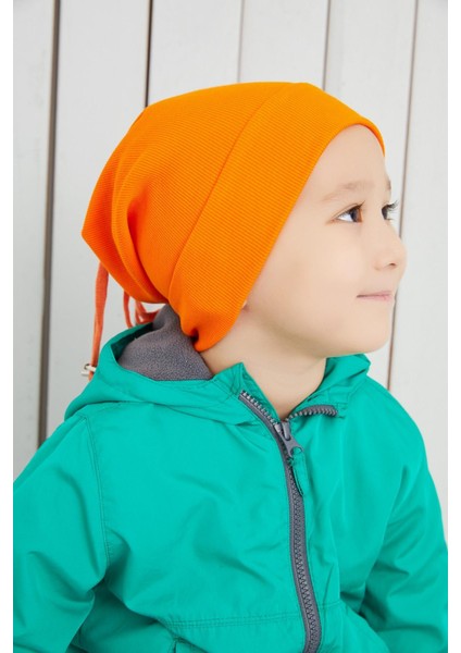 Erkek Çocuk Turuncu Şapka Bere El Yapımı Pamuklu Kaşkorse fiyatları