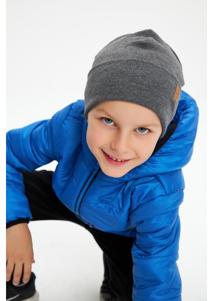 Füme Erkek Çocuk Şapka Bere Pamuklu Kaşkorse