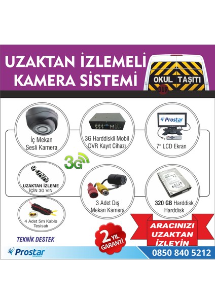 Okul ve Servis Taşıtları Için 320 GB Kayıtlı Kamera Set