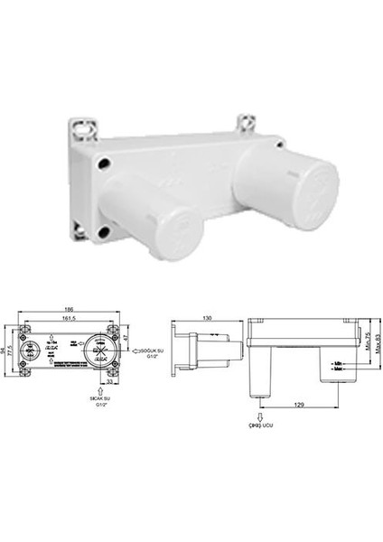Eca Novita Ankastre Gömme Lavabo Bataryası Set (102167614H-K+102166603H)
