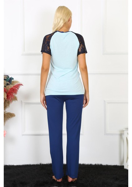 Kadın Kolu Dantelli Penye Pijama Takım 4148