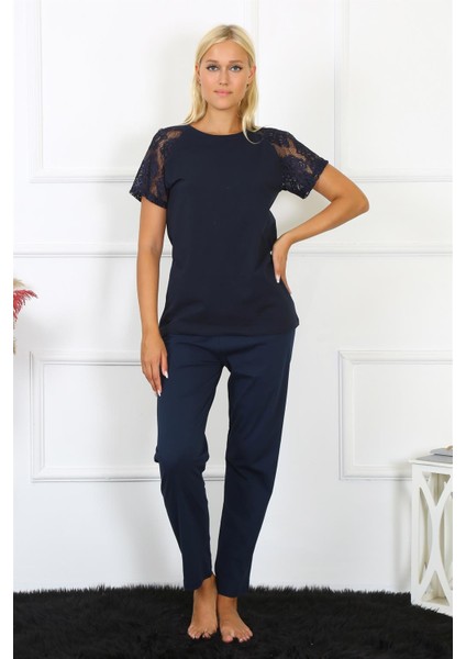 Kadın Kolu Dantelli Penye Pijama Takım 4150 fiyatları