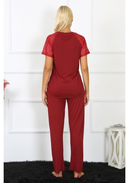 Kadın Kolu Dantelli Penye Pijama Takım 4152 fırsatları